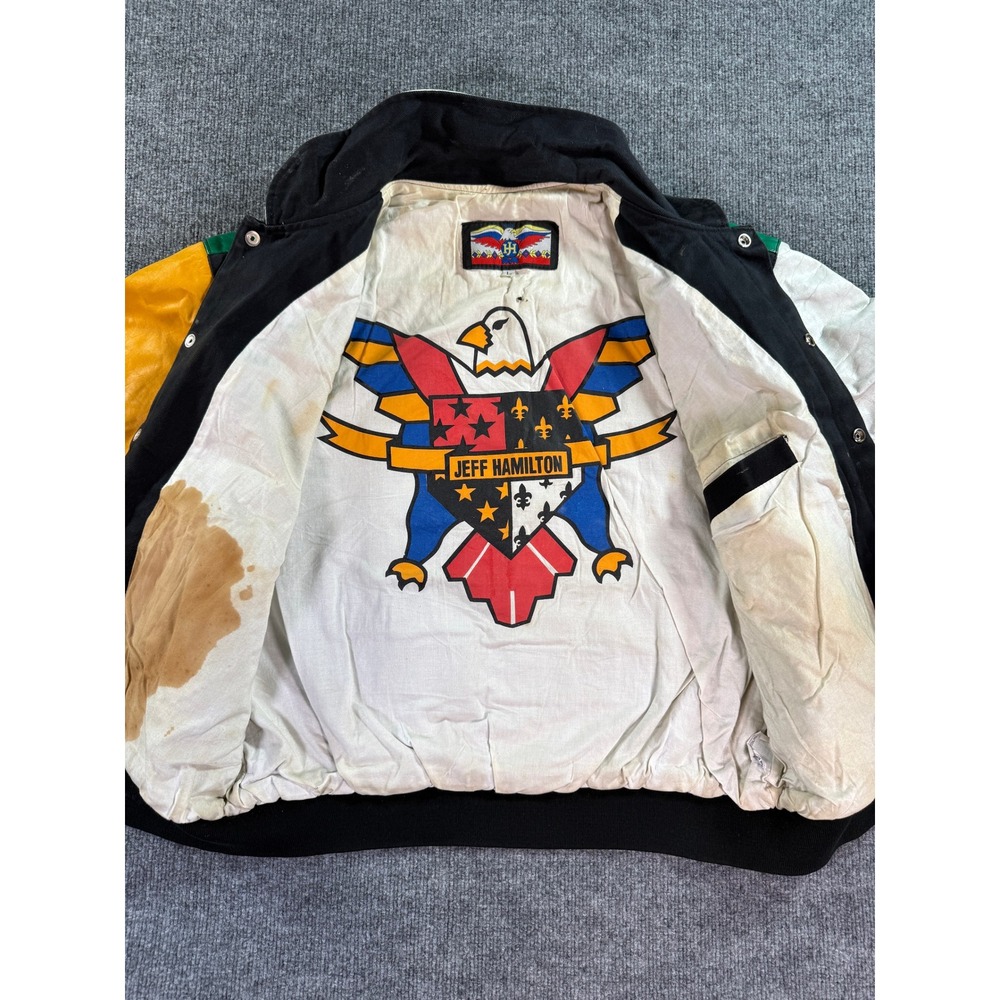 Jeff Hamilton Notre Dame Fighting Irish Varsity Jacket Mens Large Black Leather - Picture 11 of 16